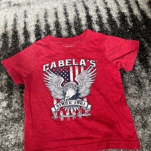 Cabela's Red Short Sleeve Tee with Graphic Design